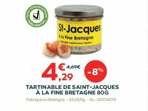 tartinable de saint-jacques à la fine bretagne 80g