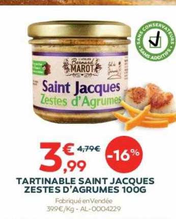 Tartinable Saint Jacques Zestes D'agrumes 100g