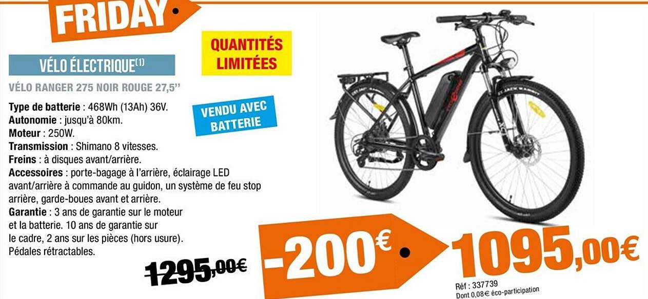 vélo ranger 275 noir rouge 27,5"