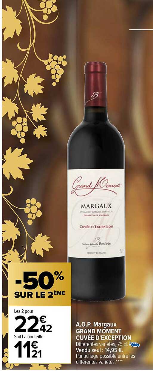 a.o.p. margaux grand moment cuvée d'exception