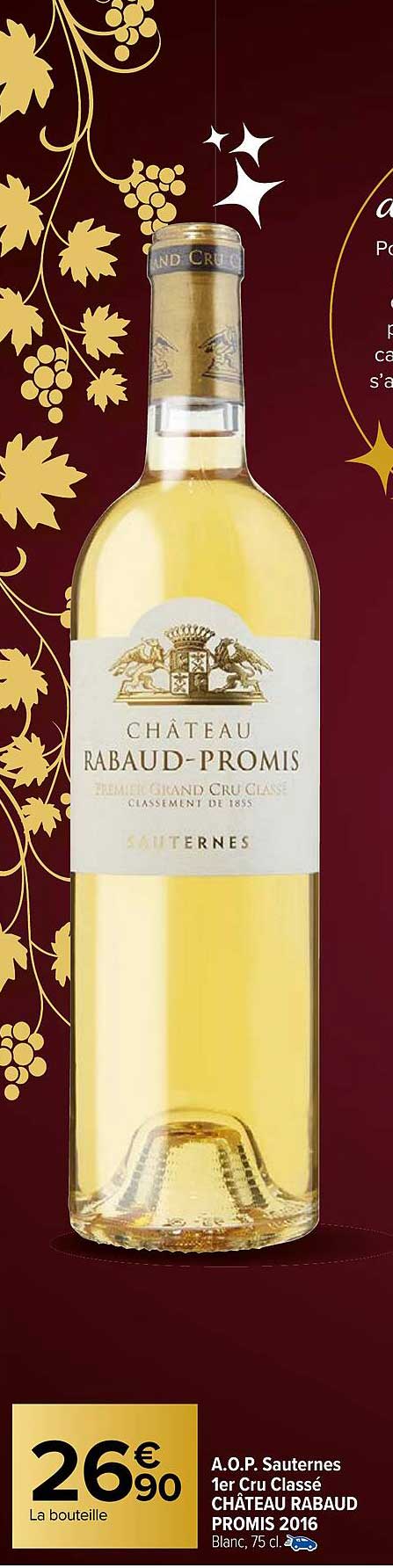 a.o.p. sauternes 1er cru classé château rabaud-promis 2016