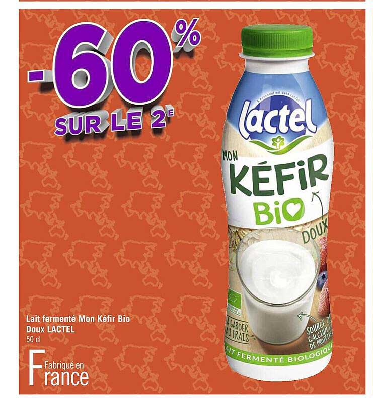 lait fermenté mon kéfir bio doux lactel