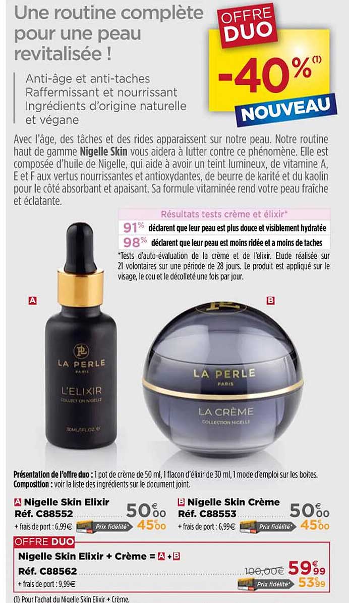 nigelle skin elixir + crème