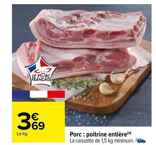 Porc : Poitrine Entière