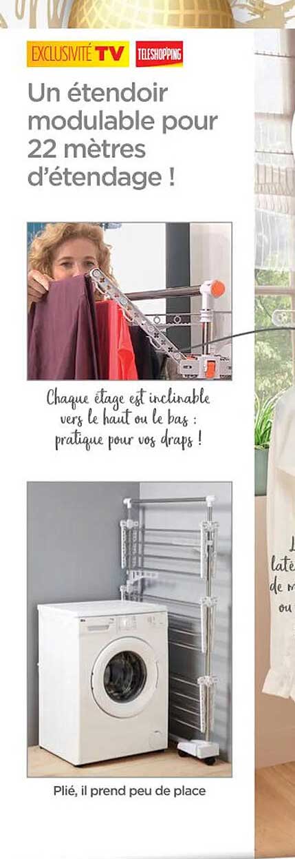 un étendoir modulable pour 22 mètres d'étendage