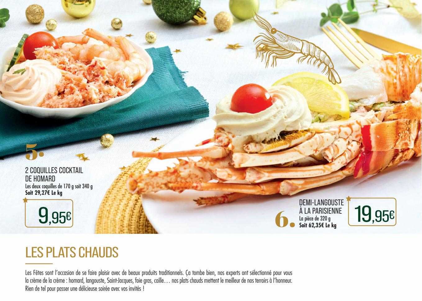 2 coquilles cocktail de homard, demi-langouste à la parisienne