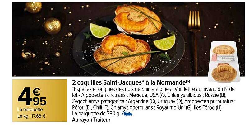 2 coquilles saint-jacques à la normande