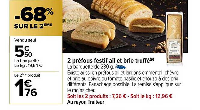 2 préfous festif ail et brie truffé