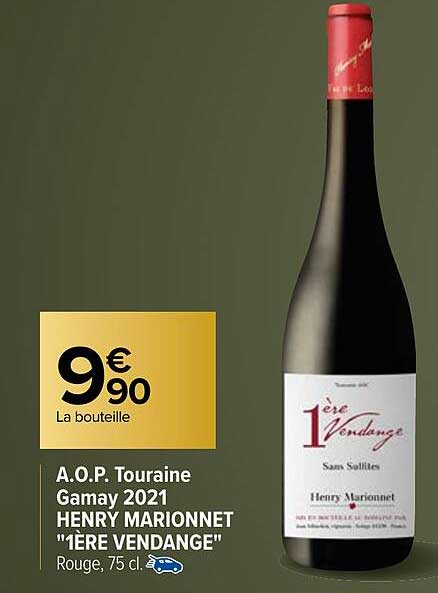 a.o.p. touraine gamay 2021 henry marionnet "1ère vendanges"