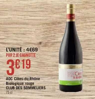 aop côtes-du-rhône biologique rouge club des sommeliers