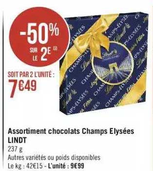 assortiment chocolats champs elysées lindt