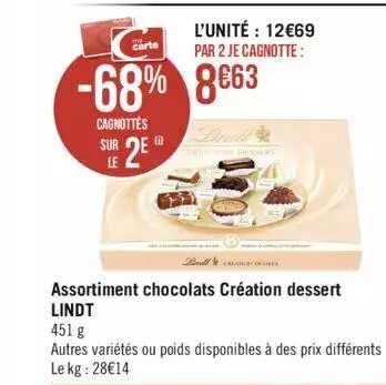 Assortiment Chocolats Création Dessert Lindt