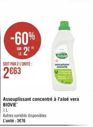 assouplissant concentré à l'aloé vera biovie
