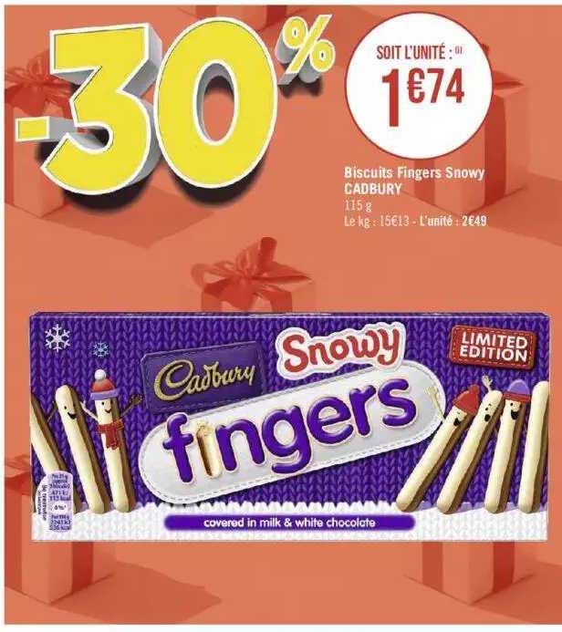 biscuits fingers snowy cadbury