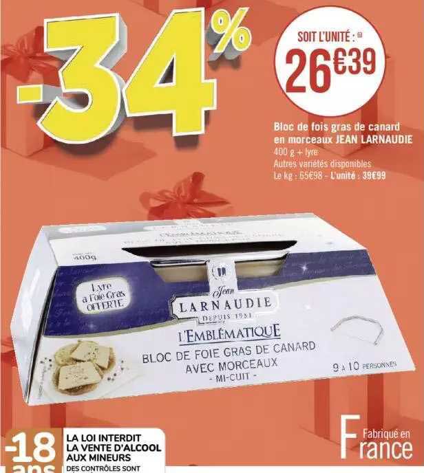 Bloc De Foie Gras De Canard En Morceaux Jean Larnaudie