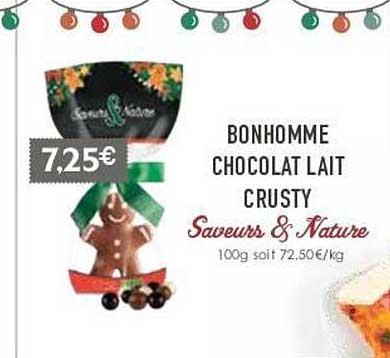 bonhomme chocolat lait crusty saveurs & nature