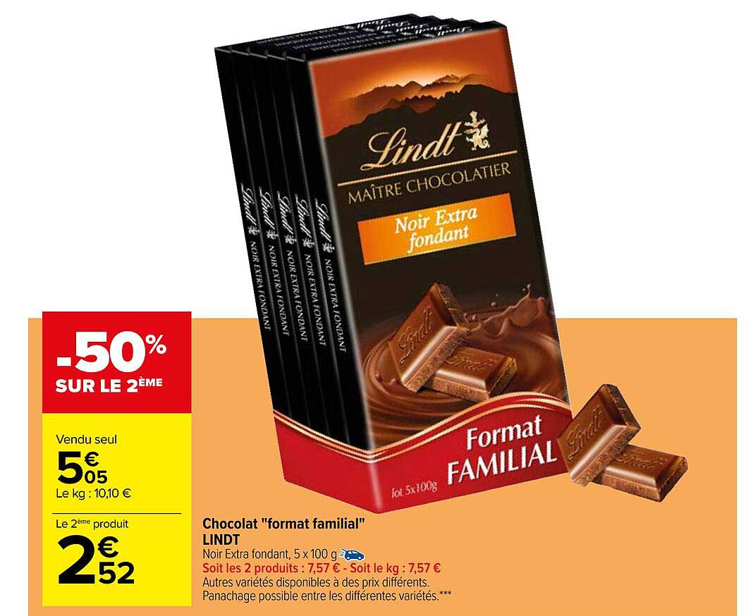 chocolat "format familial" lindt
