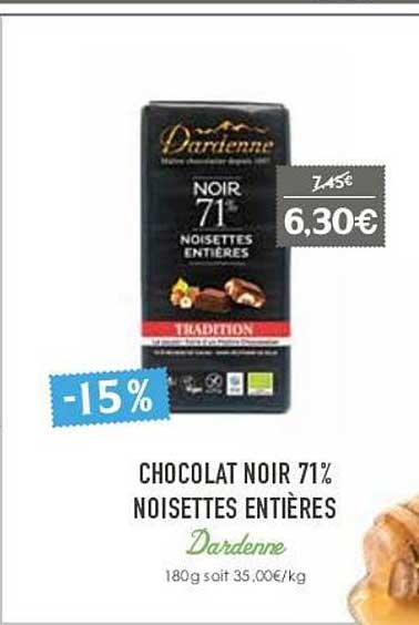 Chocolat Noir 71% Noisettes Entières Dardenne