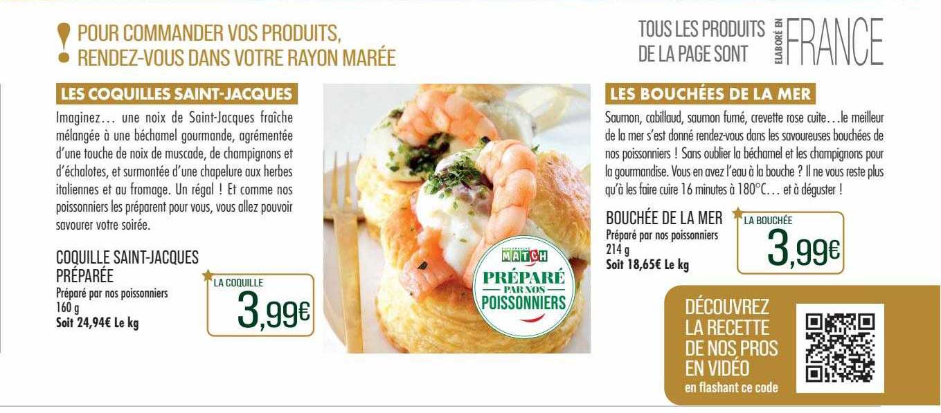 coquille saint-jacques préparée, bouchée de la mer