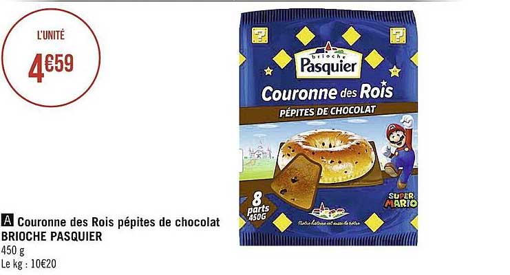 couronne des rois pépites de chocolat brioche pasquier