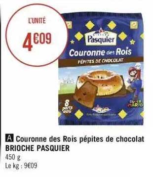 couronne des rois pépites de chocolat brioche pasquier