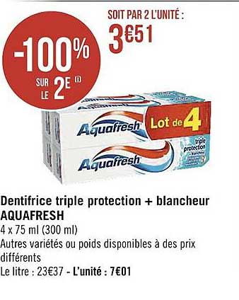 Dentifrice Triple Protection + Blancheur Aquafresh