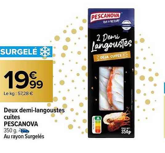 deux demi-langoustes cuites pescanova