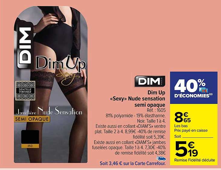 dim up «sexy» nude sensation semi opaque dim