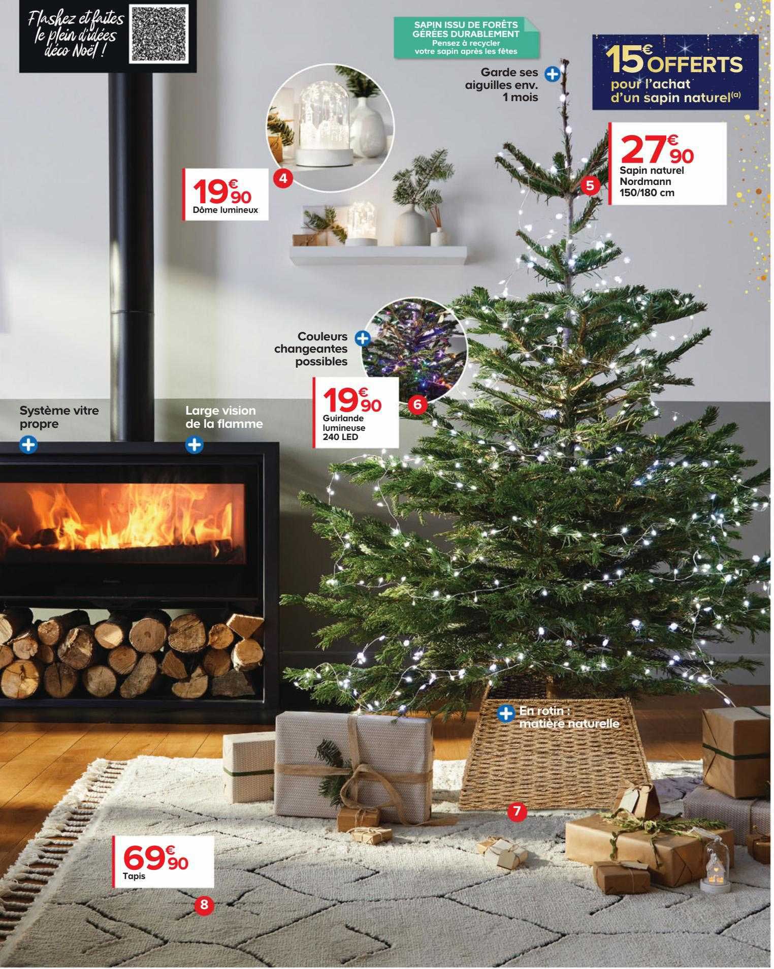 dôme lumineux, sapin naturel nordmann 150-180 cm, guirlande lumineuse 240 led, tapis