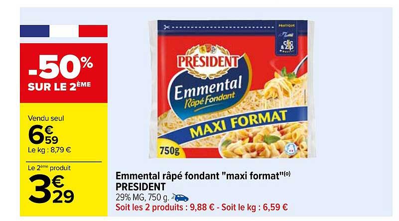 emmental râpé fondant "maxi format" président