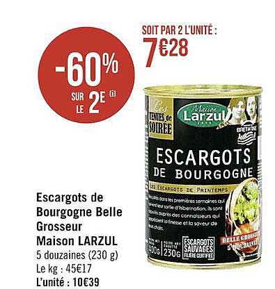 escargots de bourgogne belle grosseur maison larzul