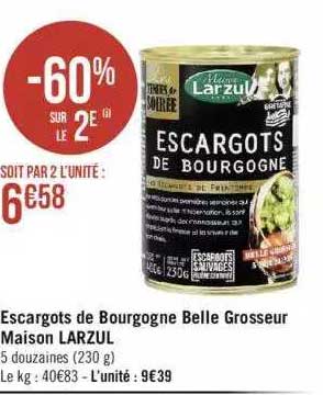 escargots de bourgogne belle grosseur maison larzul