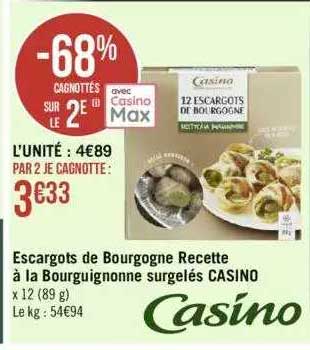 escargots de bourgogne recette à la bourguignonne surgelés casino