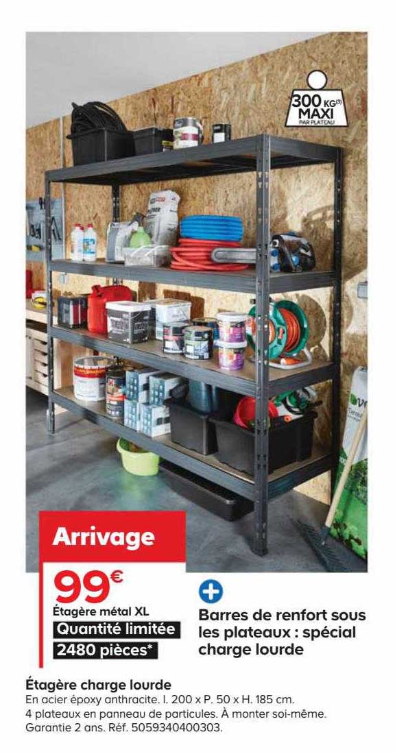 étagère métal xl  charge lourde