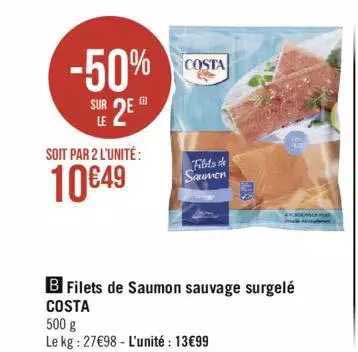 Filets De Saumon Sauvage Surgelé Costa