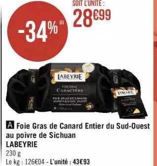 foie gras de canard entier du sud-ouest au poivre de sichuan labeyrie