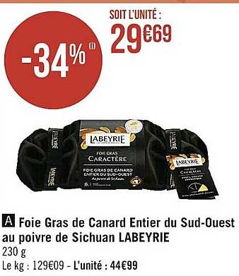 foie gras de canard entier du sud-ouest au poivre de sichuan labeyrie