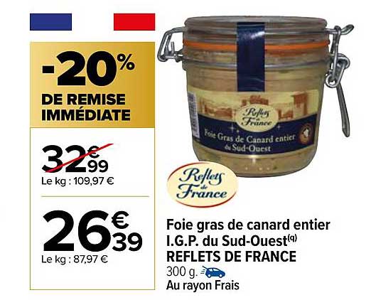 foie gras de canard entier i.g.p. du sud-ouest reflets de france