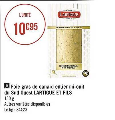 foie gras de canard entier mi-cuit du sud ouest lartigue et fils