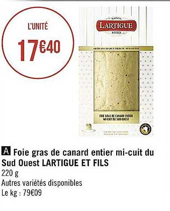 foie gras de canard entier mi-cuit du sud ouest lartigue et fils