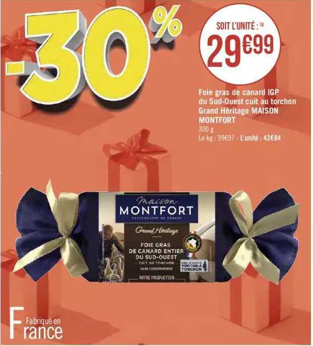 foie gras de canard igp du sud-ouest cuit au torchon grand héritage maison montfort