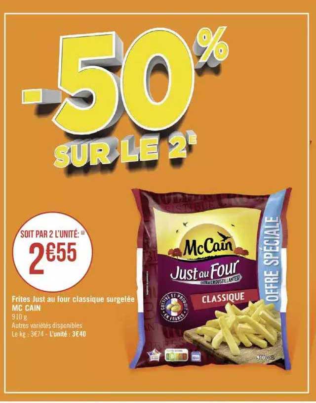 frites just au four classique surgelée mc cain