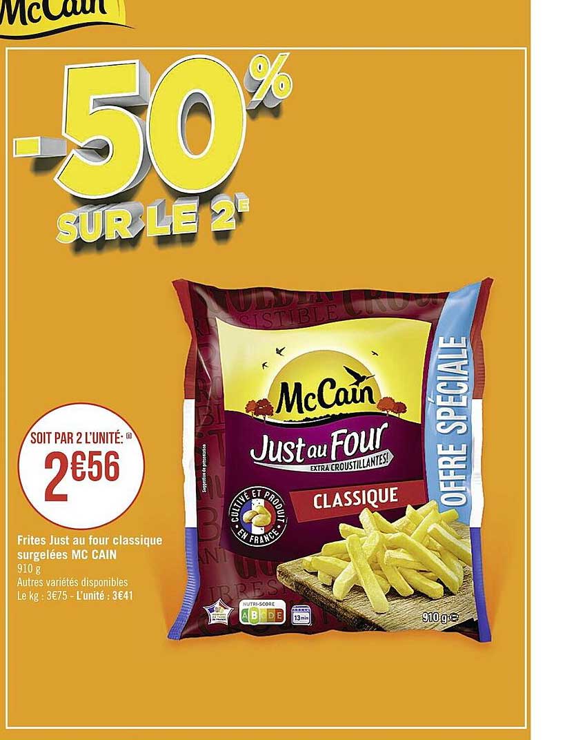 Frites Just Au Four Classique Surgelées Mc Cain