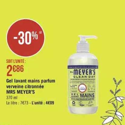 gel lavant mains parfum verveine citronnée mrs meyer's