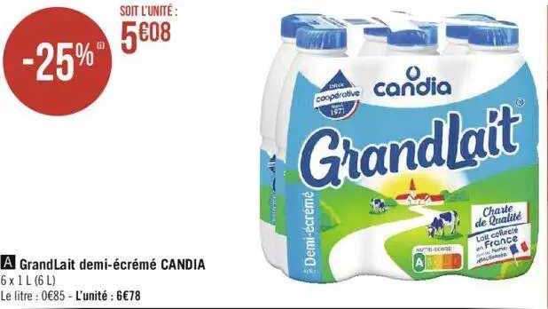 grand lait demi-écrémé candia