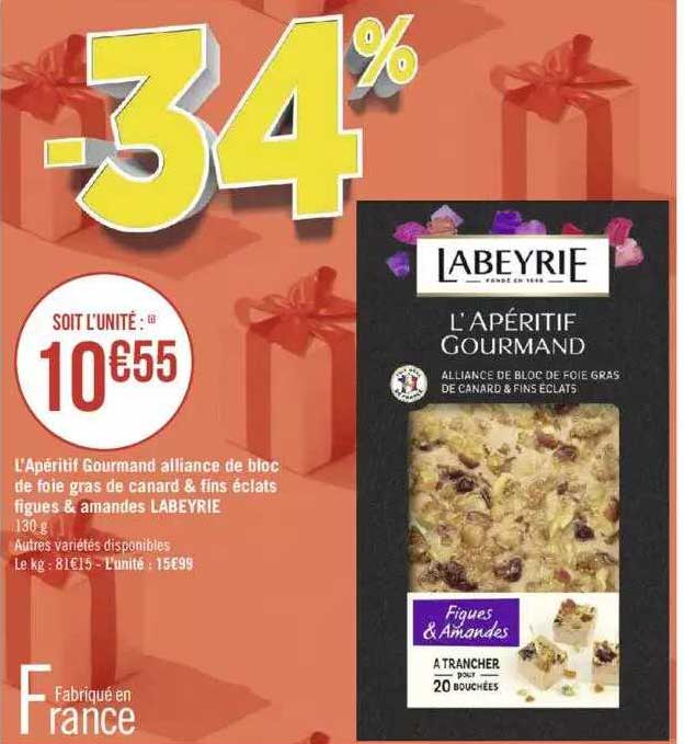 l'apéritif gourmand alliance de bloc de foie gras de canard & fins éclats figues & amandes labeyrie