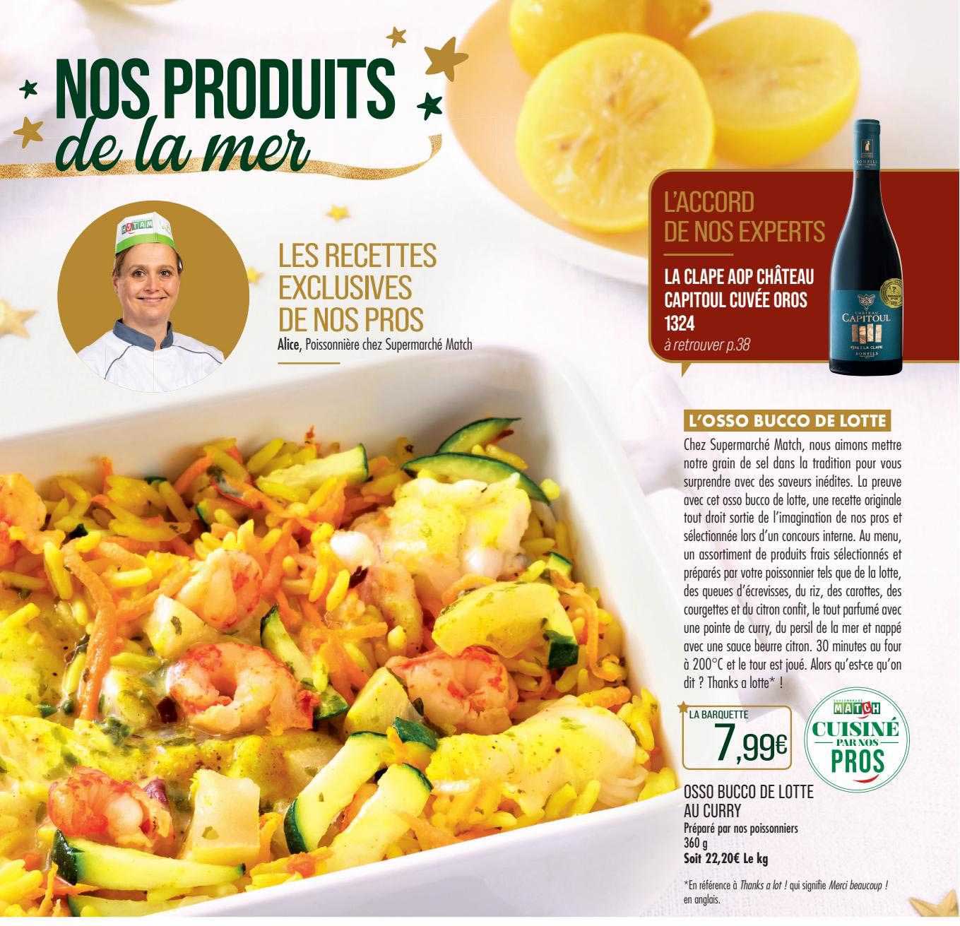 la clape aop château capitoul cuvée oros 1324, osso bucco de lotte au curry