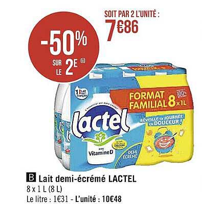 lait demi-écrémé lactel