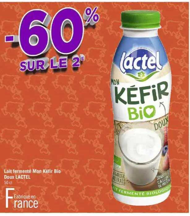 lait fermenté mon kéfir bio doux lactel