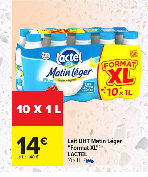 lait uht matin léger "format xl" lactel